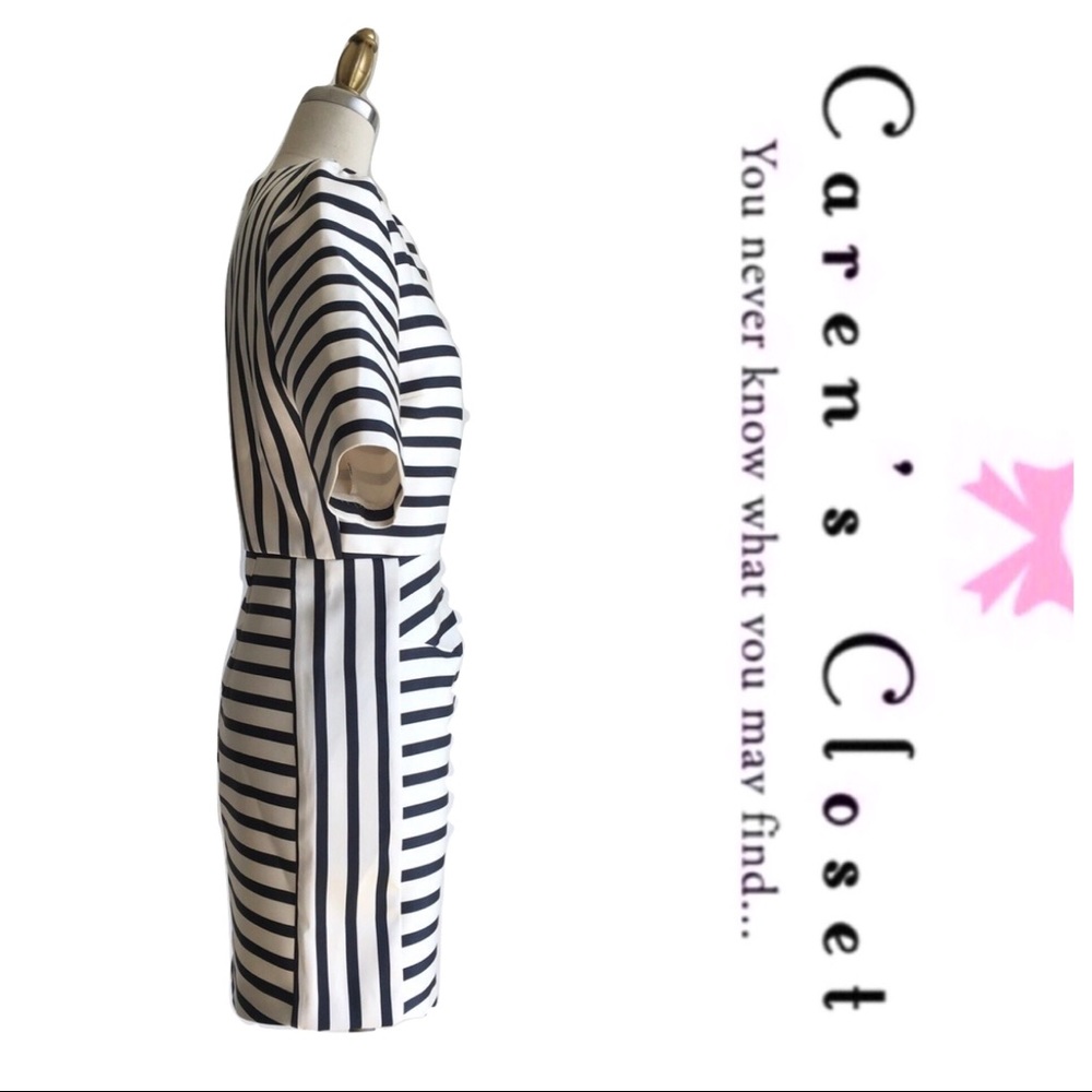 NWOT Top Shop Navy & Cream Satin Stripe Mini Dress - Picture 7 of 8